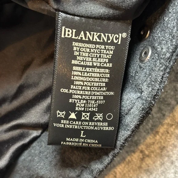 Blank NYC Women’s Suede Moto Jacket Asymmetrical Zip Soft Black Onyx Size L - Picture 8 of 14